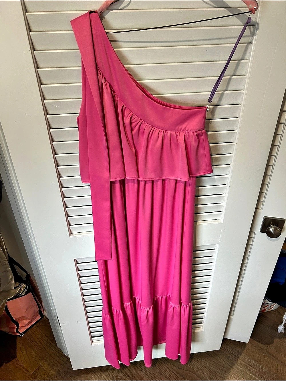Pink One-Shoulder Maxi Dress Like New